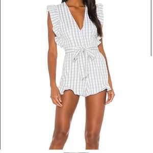 Lovers + Friends Jill Romper Sage Green